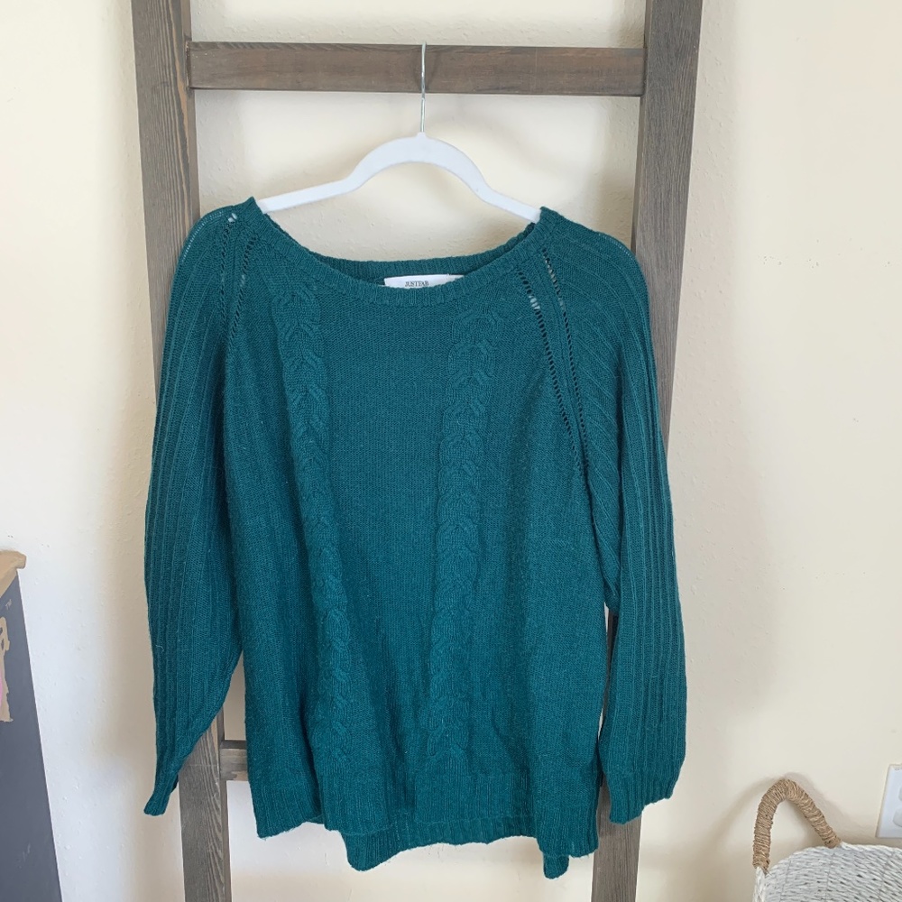 JustFab green oversized sweater